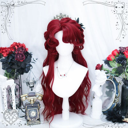 XIYUE synthetic wigs red wig long curly hair curly bangs ponytail extensions dirty braid Halloween Christmas gift