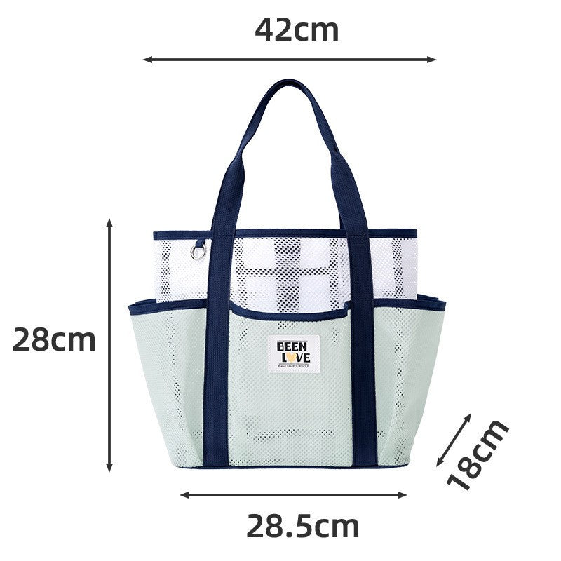 Transparent Mesh Handheld Beach Bag with Large Capacity for Swimming Big Eye Net Beach Bag Portable Handbag for Beach Accessorie