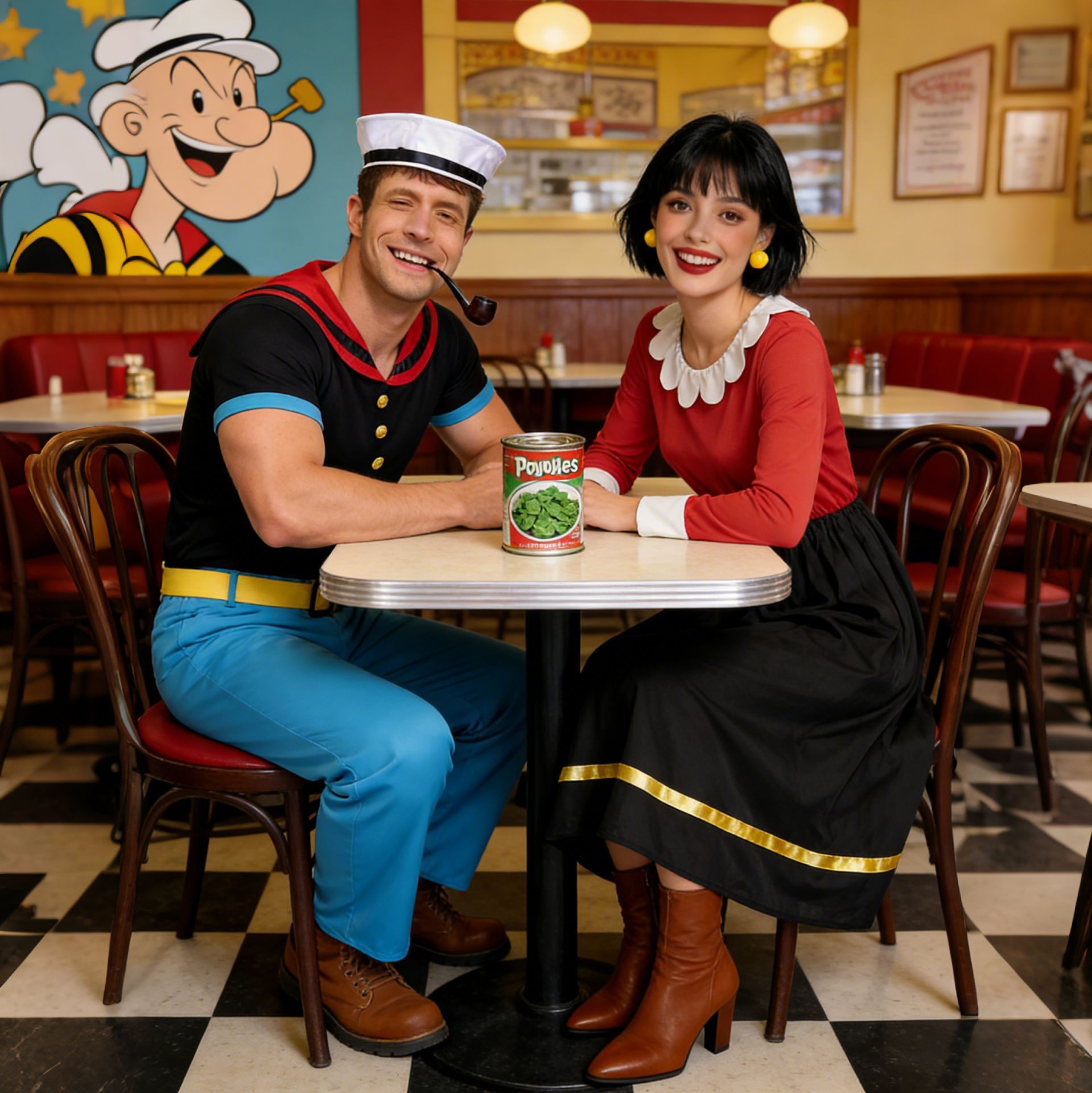 Classic Cartoon Popeye the Sailor Cosplay Costume With Hat Funny RolePlay Outfits For Men WOman Takerlama