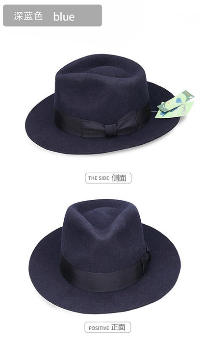 New British 100% Wool Felt Hat Men Fedora Big Size Raw Edge Brim Satin Lined Gangster Hat Premium Quality