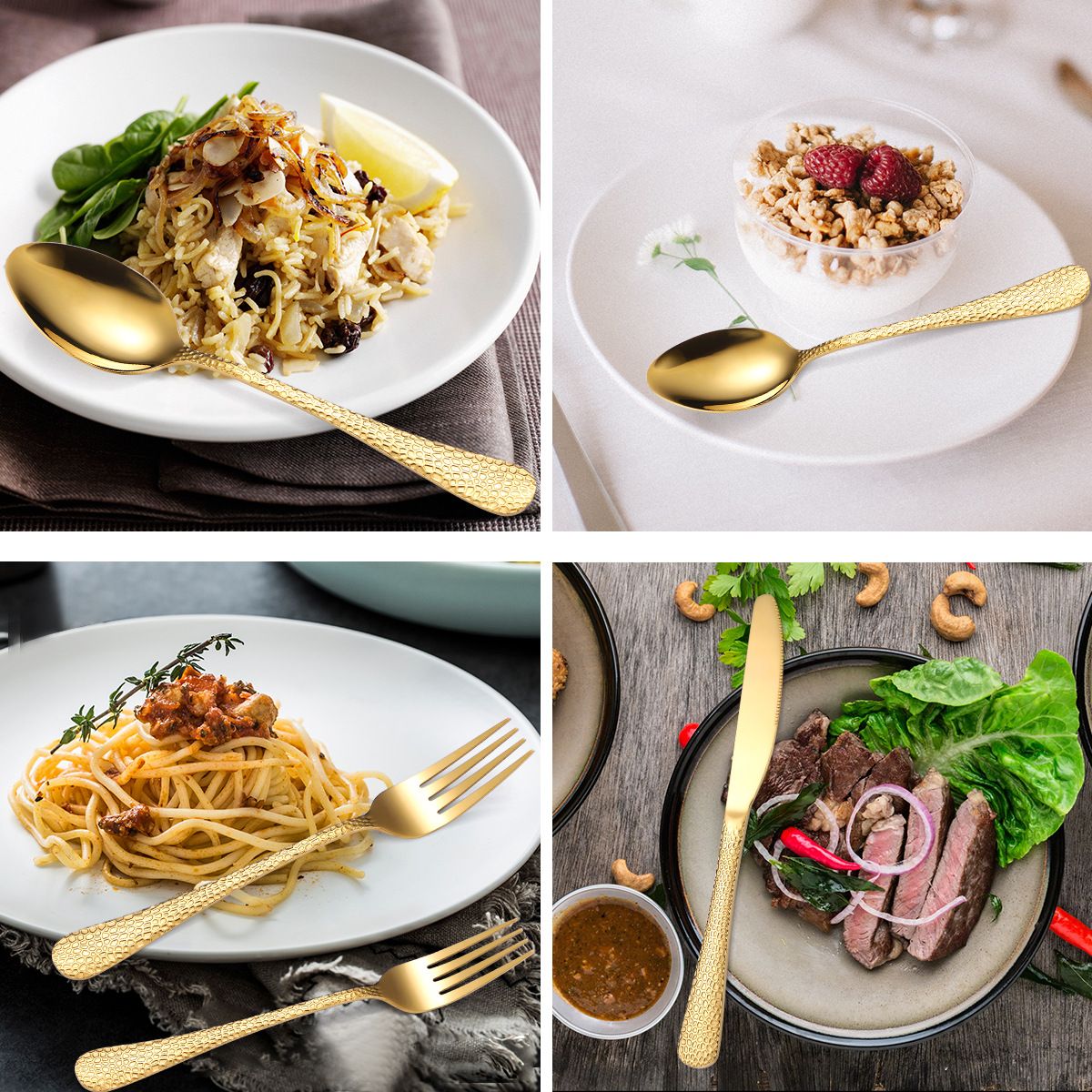 20/30/40Pcs Luxury Tableware Flatware Set Creative Snake Skin Hotel Steak Dinnerware Set Stainless Steel Gold Cutlery Set Gift