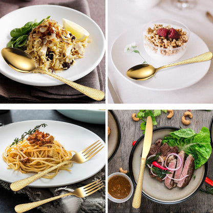 20/30/40Pcs Luxury Tableware Flatware Set Creative Snake Skin Hotel Steak Dinnerware Set Stainless Steel Gold Cutlery Set Gift