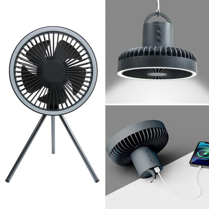 10000mAh Camping Fan Rechargeable Desktop Portable Circulator Wireless Ceiling Electric Fan with Power Bank LED Lighting
