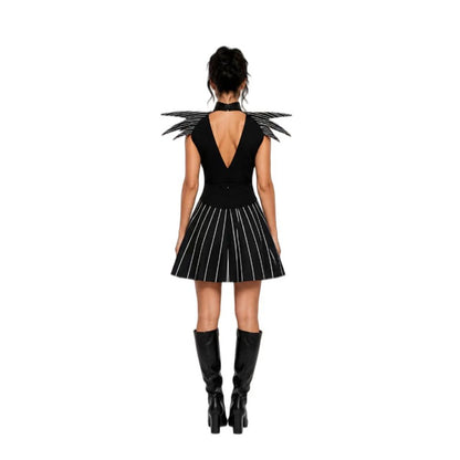 Anime Jack Skelington Black White Striped Cosplay Costume Men Retro Tailcoat Woman Dress Christmas Night Halloween Party Outfit