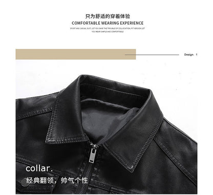 Mens Vintage Faux Leather Outwear Leather Jacket Motorcycle Black Biker Jackets Casual Lightweight Men PU Zipper Moto Outwear