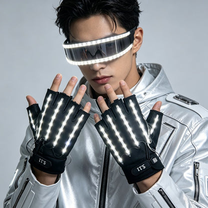 Led Glasses NightClub Masquerade Concert Club Neon Accessories Cool Vogue Flashing LED Futuristic Glasses Men Metal Cool Glasses