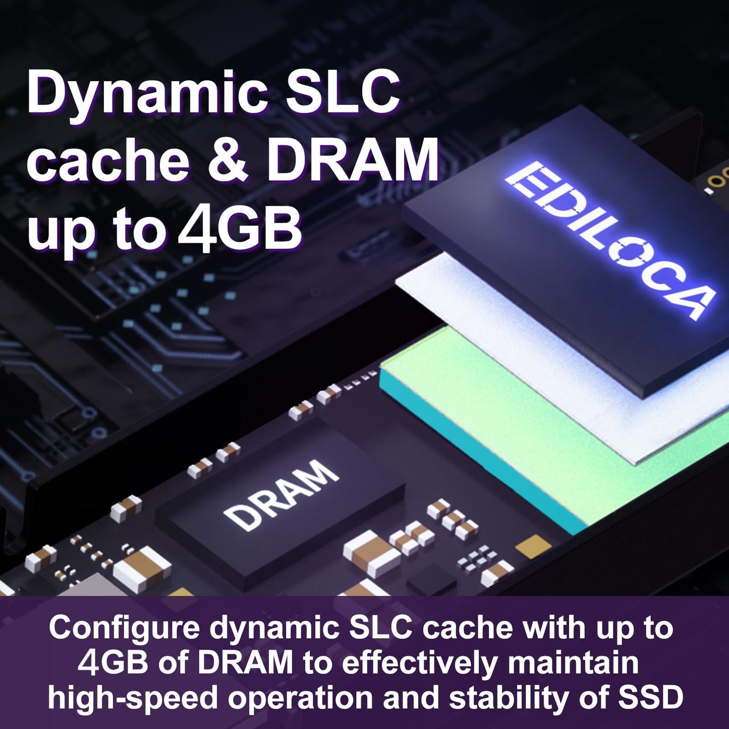 SSD Ediloca EN855 com dissipador de calor 7400MB/s PCIe Gen4.0 NVMe M.2 SSD de jogos Interno para PS5 e PC