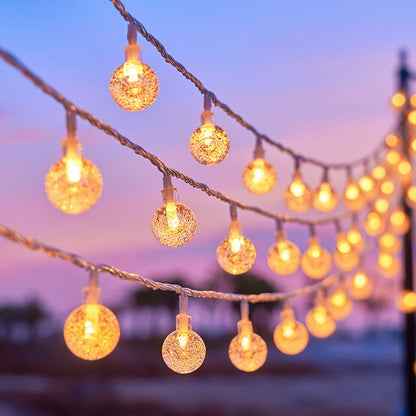 LED Crystal Ball String Lights Battery Power Romantic Bubble Ball Light String Indoor Garden Party Christmas Festival Decoration