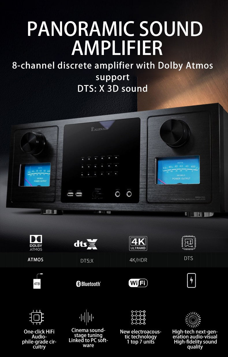 Conjunto de áudio Bluetooth de home theater com rede inteligente e 7.2 canais Balenald Dolby Atmos de última geração