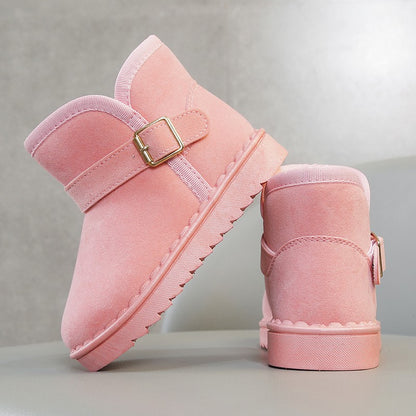 Boys Thermal Boots Kids Versatile Casual Buckle Non-slip Children Fashion Simple Non-slip Girls Snow Boots Cotton Winter Autumn