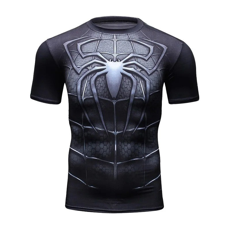 MOTO-Men's 3D printed street fashion trend spider series summer quick drying short sleeved T-shirt