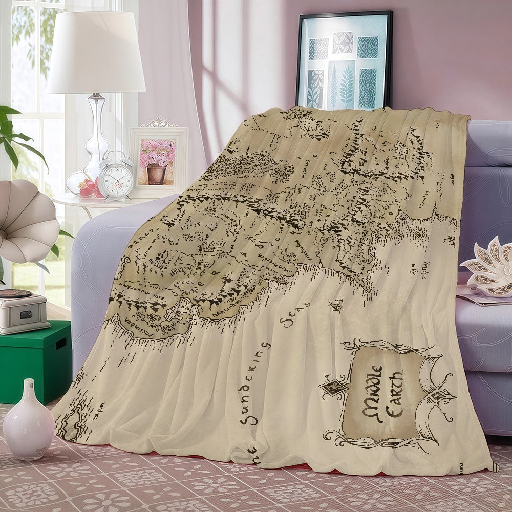 Middle Earth Map -Lords Of The R-Rings Blanket Soft and Skin Friendly For Couch Bed Napping Bedspread All Seasons Comforter