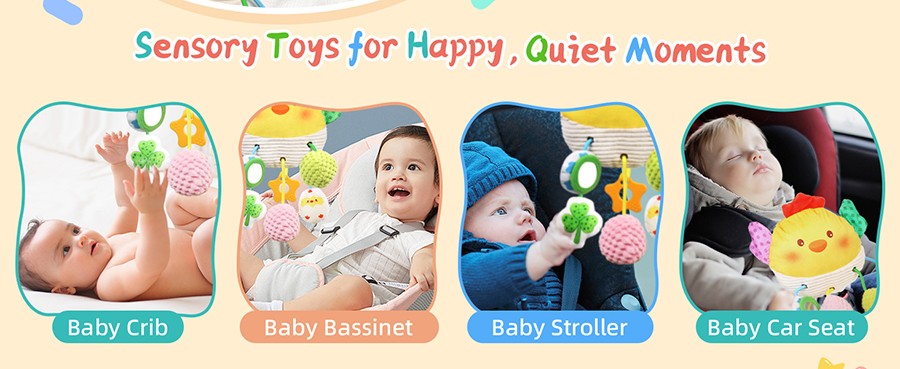 Car Seat Toys Newborn Toys Stroller Toy Baby Toys Carseat Toy for Infants for Carseat Stroller Crib with Music Rattles Teether