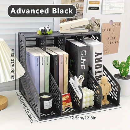 4-Tier Desktop Document Organizer with Open Grid Design - Heavy-Duty file holder, Space-Saving Vertical Organizer for Home Offic