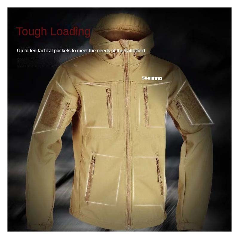 Conjunto de Jaqueta Tática Corta-vento, Impermeável e à Prova de Frio para Inverno 2025, Conjunto de Pesca, Jaqueta Grossa de Algodão Quente, Conjunto de Montanhismo