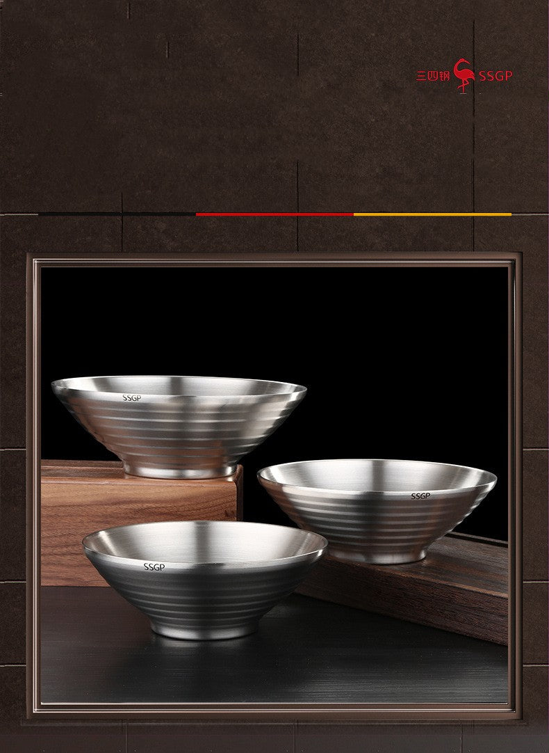Design Estético Tigela Japonesa para Ramen de Aço Inoxidável 304 Talheres e Louças para Macarrão Isolante de Calor para o Natal e Ano Novo