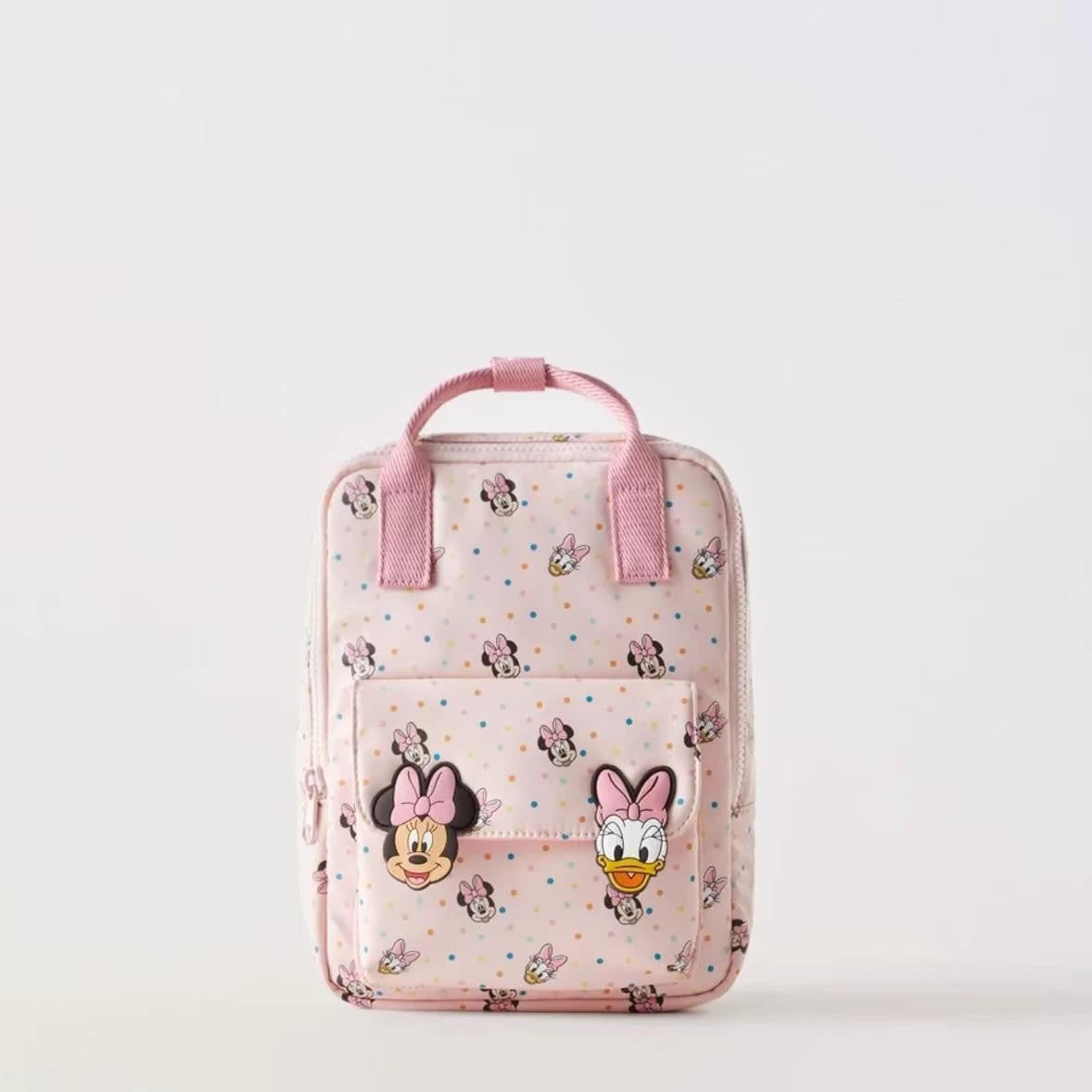 Kids Disney Minnie Mouse Doodle Print Children's Mickey Backpack Casual Large Capacity Shoulder Bag Preschool Backpack