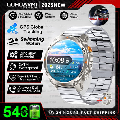 2025 Novo Smartwatch Profissional GPS Esportivo ao Ar Livre Corrida Rastreamento GPS Natação Bússola Altímetro 3ATM Pulseiras Esportivas Masculino