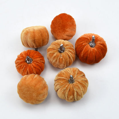 10pcs Velvet Artificial Pumpkin Decor Desktop Pumpkin Ornament Autumn Fall Thanksgiving Harvest Festival Halloween Decoration