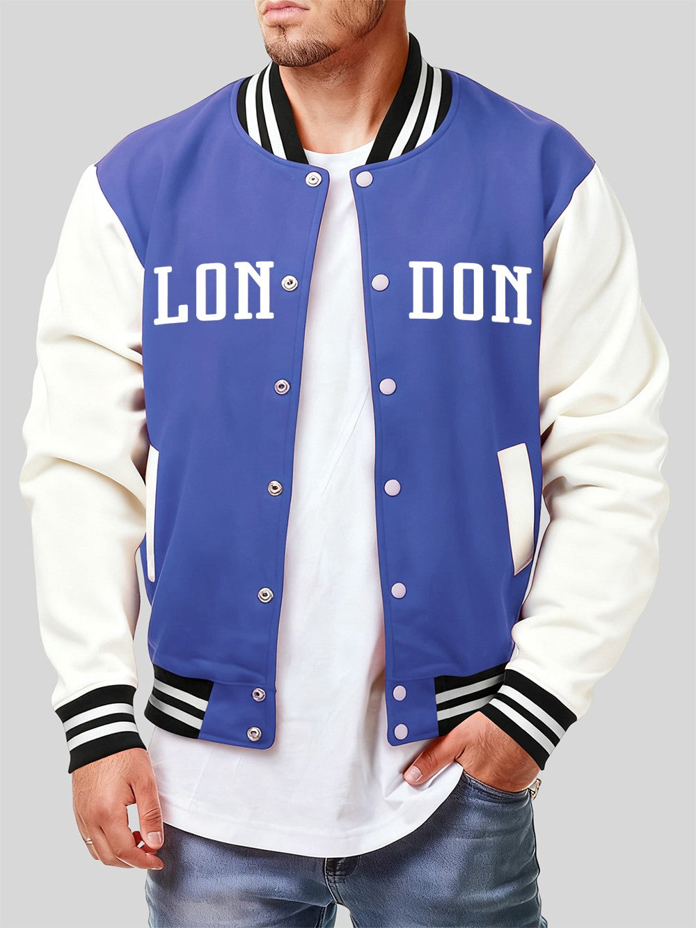 London Letter Prints Cotton Jackets Mens Winter Fleece Warm Baseball Jersey Fashion Pocket Coats Basics Comfortable Male Clothes