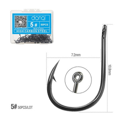50 pçs/caixa Anzol de Pesca Círculo Anzol de Pesca Anzol de Pesca Japonês Anzol de Jig Simples Acessórios de Pesca