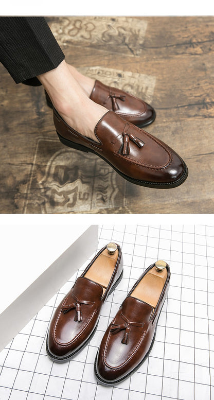 Brogues Shoes Men High Quality Social Leather Shoes British Tassels Formal Leather Men Wedding Business Dress Leather Shoes Male