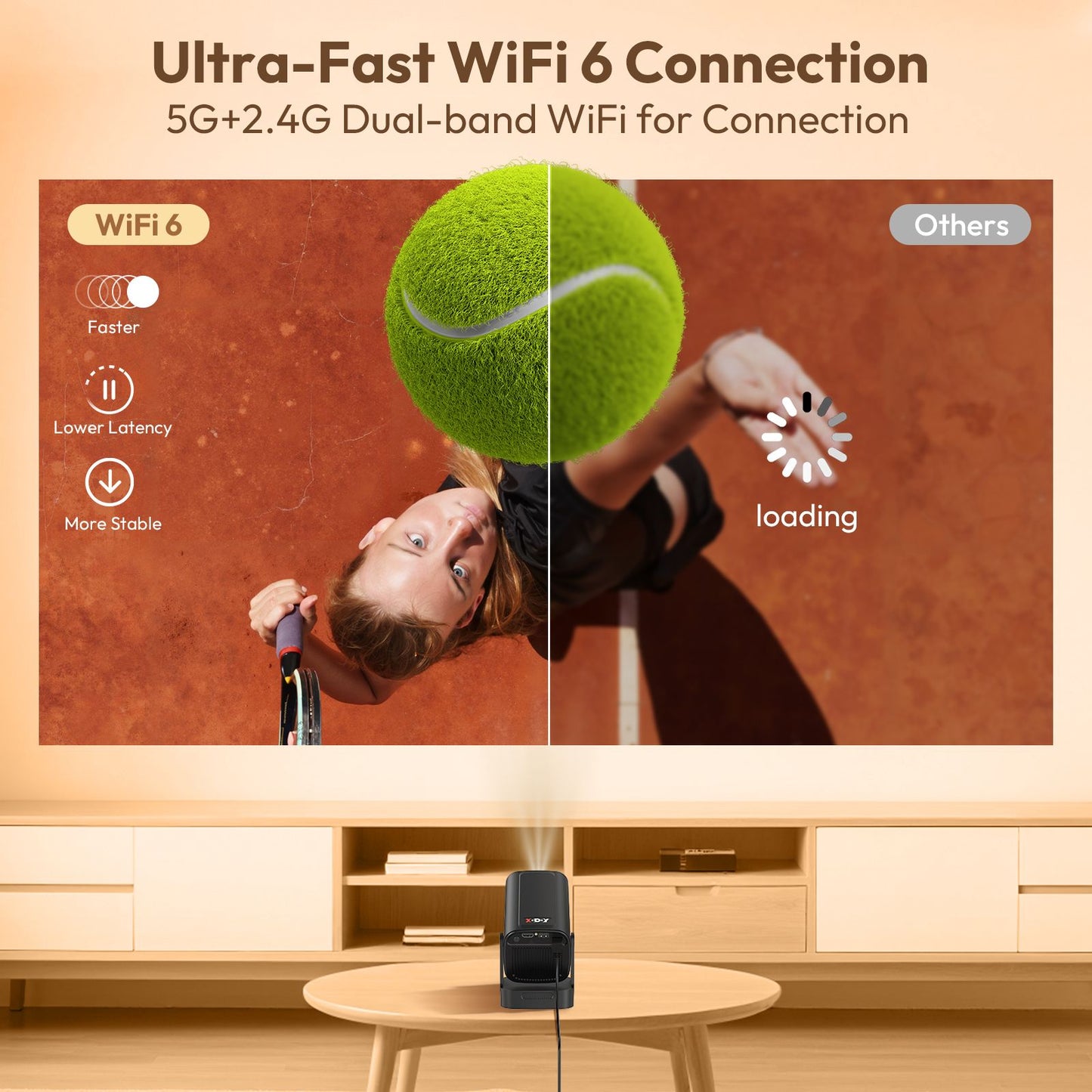 Projetor XGODY 4K 350ANSI Curta Distância Base com Alto-Falante Android Bluetooth WiFi Foco Automático Nativo 1080PHome Theater