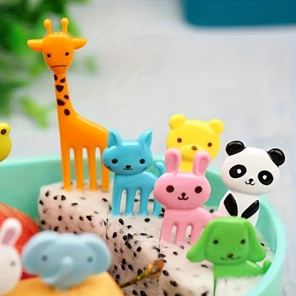 Conjunto de 10 Garfos Fofos Mini de Alta Qualidade com Tema de Animais e Frutas, Conjunto de Garfos de Frutas Reutilizáveis com Tema de Desenho Animado para Festa de Natal, Lanches, Bolos e Sobremesas