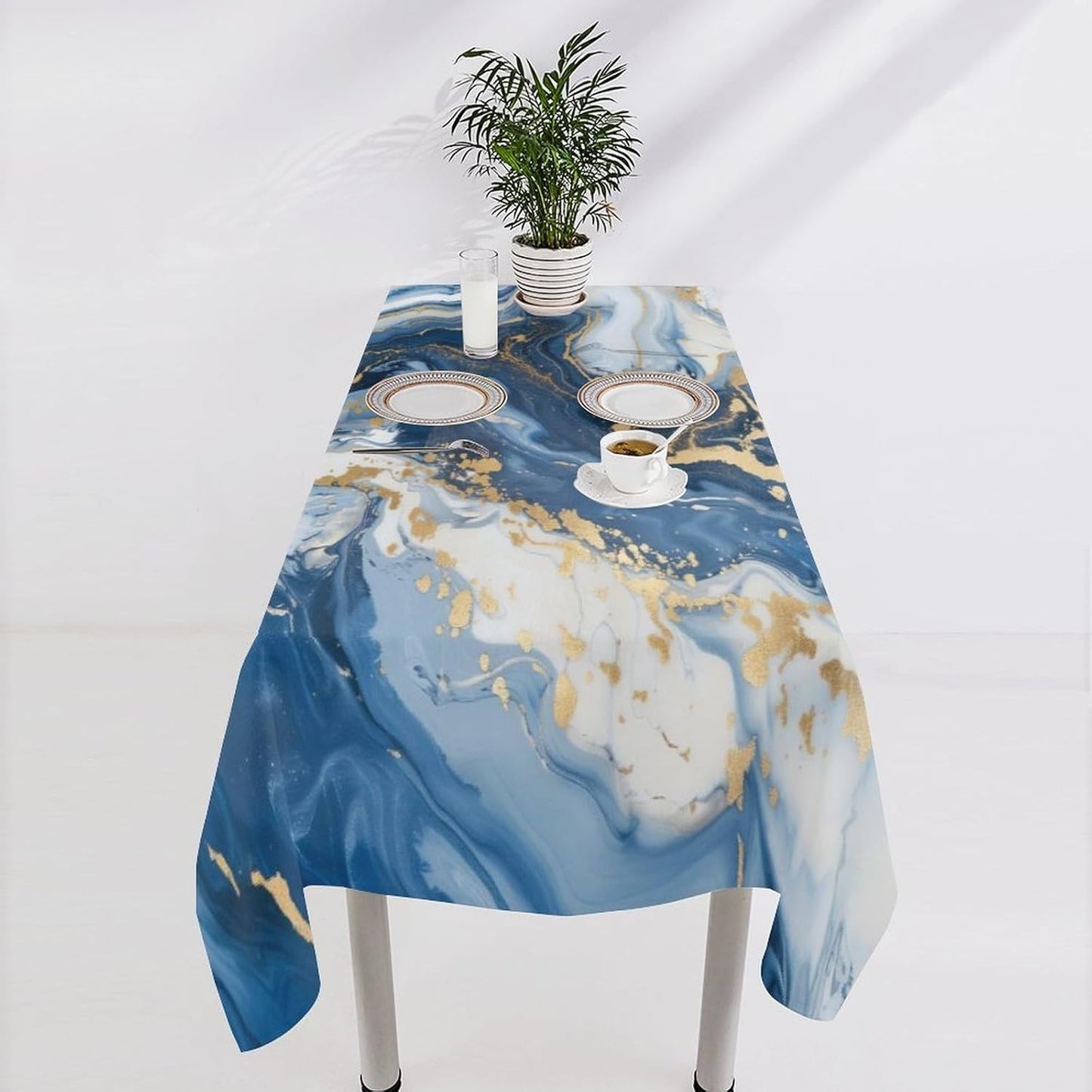 White Grey Gold Marble Texture Rectangle Tablecloth Holiday Party Decor Modern Abstract Geometric Texture Table Cloth Home Decor