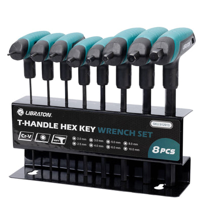 Conjunto de Chaves Allen/Hexagonais T LIBRATON, Métricas, 2.0mm-10mm, com Suporte de Armazenamento, Haste Longa, para Reparo Automotivo