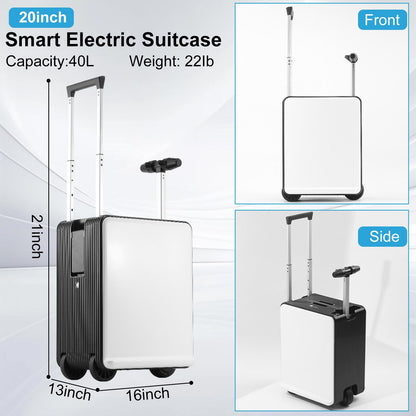 20inch Electric Smart Rideable Luggage Suitcase with Lock, 40L Large Capacity Effortless Traveling Carry-on Luggage