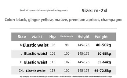 Plus Size Acetate Wide Leg Pants Women's Spring Autumn National Style Print High Waist Slimming Drapey Cool Large Size Women'...