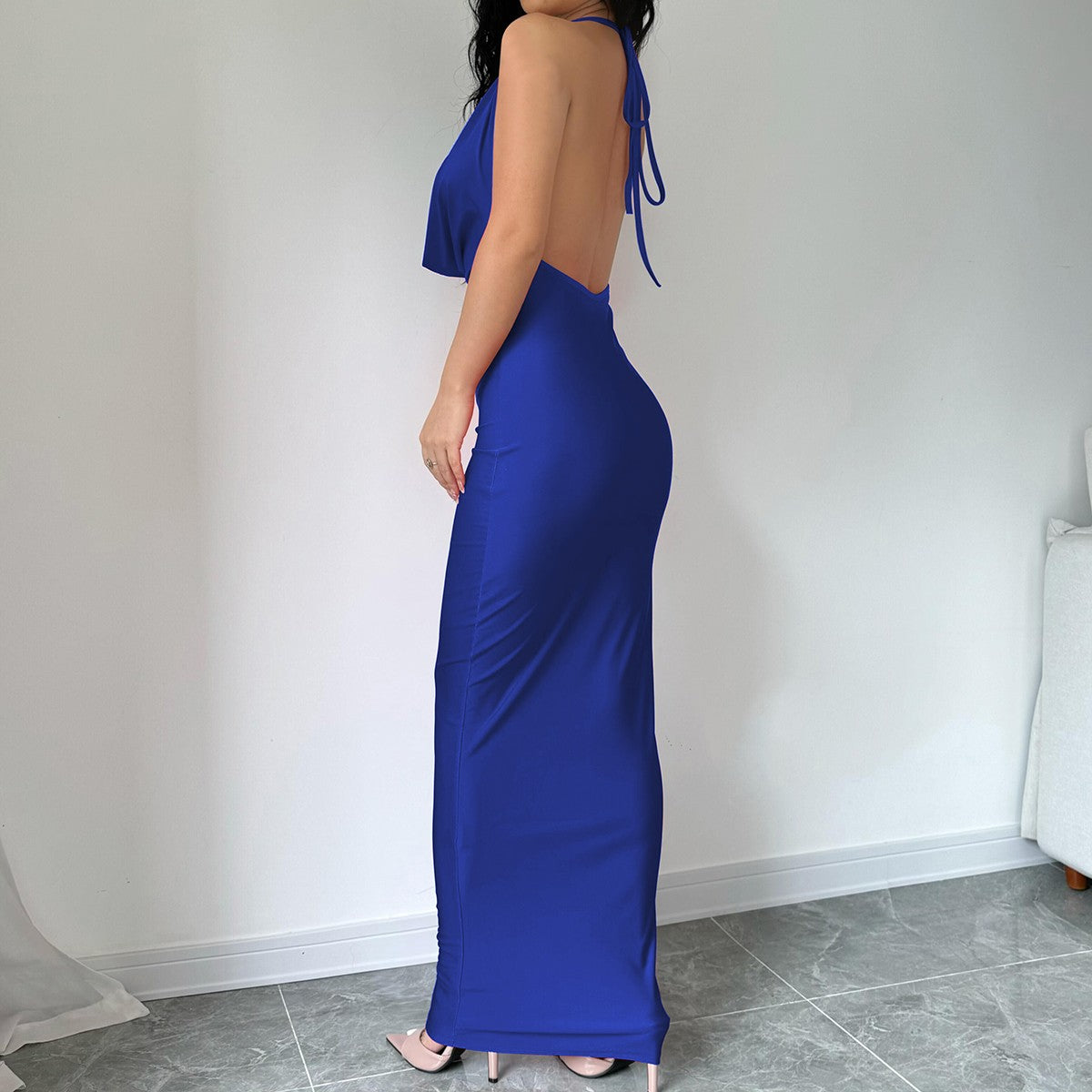 Dulzura Autumn Women Halter Backless Midi Dress For Women Bodycon Sexy Party Ele