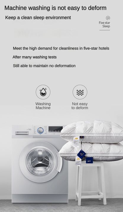 95% Goose Down Pillow White Cotton PillowCover Rectangle Bedroom Sleep 5-Star Hotel Pillow Low-Mid-high Pillows for Sleeping