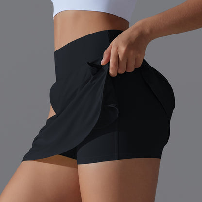 Sports Yoga Skirt Women 2 in 1 Badminton Tennis Skirt With Shorts High Waist Breathable Sweat Skirt Athletic Fitness Golf Skorts