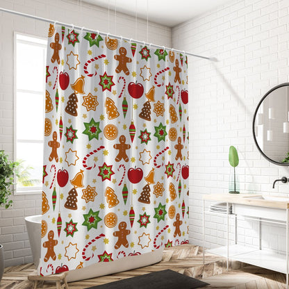 1 piece 180x180cm Christmas gingerbread man pattern printed shower curtain partition bathroom waterproof and mildew proof