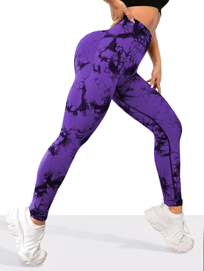 Women's Seamless Tie-dye Yoga Pants High Waist Soft Comfortable Gym Fitness Sportswear Workout Leggings Tights