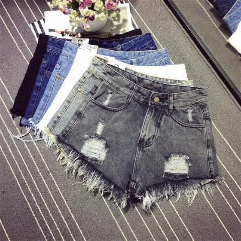 Sexy Hollow Out Denim Shorts Fashion Women Retro A-Line Loose High Waist Hot Girl Y2K Short Pants Casual Streetwear Trousers