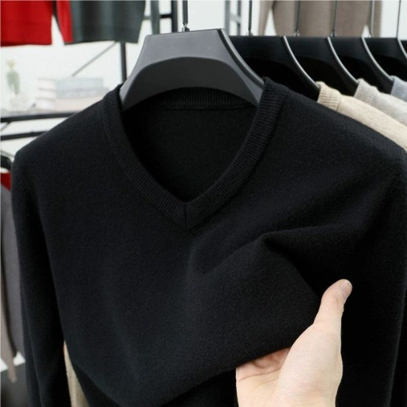 Men's Long Sleeve Knit Pullover Sweater Autumn Winter Soft Thermal Warm Classic Sweater Lightweight Black Light Gray Sweater