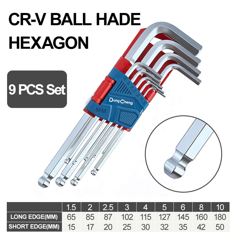 Allen Key Sets 9 PCS Hexagon Spanner Portable Hex Wrench Screwdrivers Torx key/Flat head/Ball head Hand Tools for Car Repair