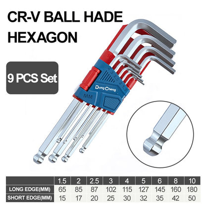 Allen Key Sets 9 PCS Hexagon Spanner Portable Hex Wrench Screwdrivers Torx key/Flat head/Ball head Hand Tools for Car Repair