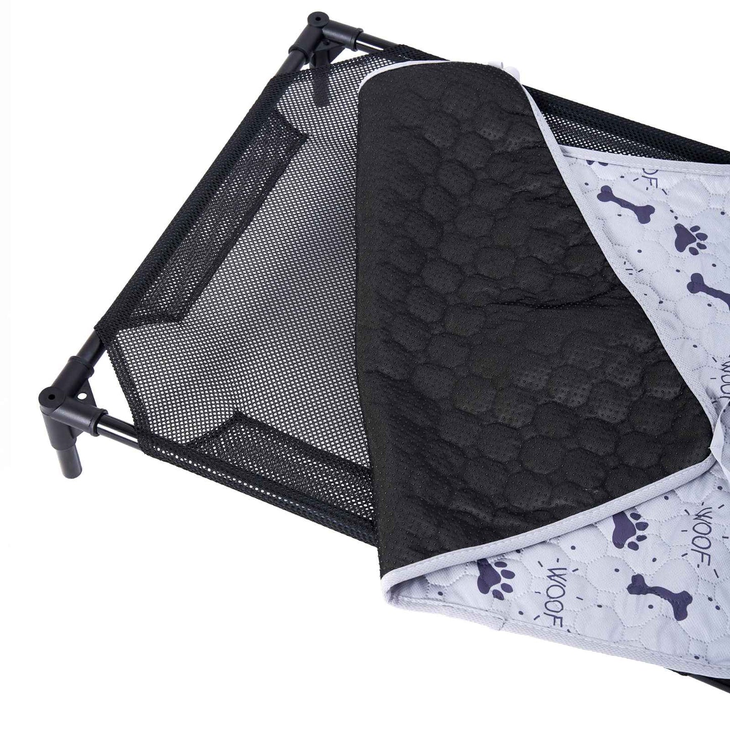 Cama Elevada para Cães Filhotes com Estrutura Metálica Montável, Cama Portátil para Cães, Fácil de Limpar, Malha Respirável, Cama para Cães e Gatos, Uso Interno e Externo