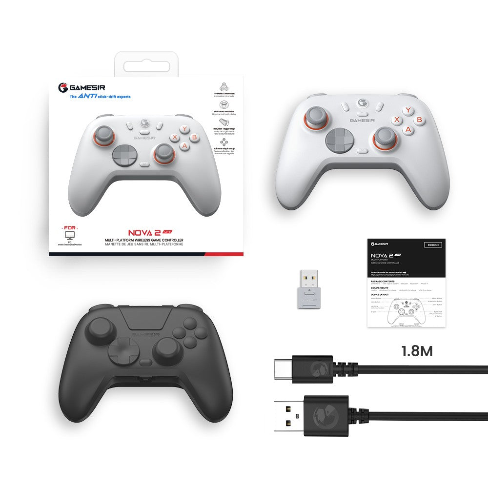 GameSir Nova 2 Lite Wireless Game Controller Switch Gamepad Hall Effect Joysticks Anti-Drift for Nintendo Switch / iPhone / Android / PC