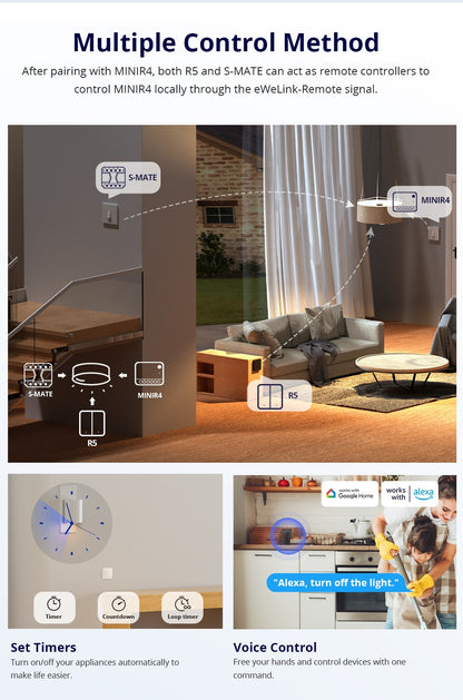 Sonoff Mini R4 Extreme Wifi Smart Switch Interruptor com Relé On-Off Módulo DIY Switch eWelink APP Control Funciona com Alexa