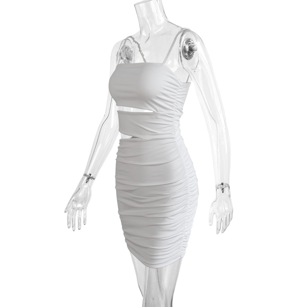 Women Sexy Spaghetti Strap Bodycon Mini Dress White Backless Party Evening Outfi