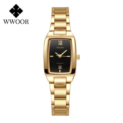 WWOOR Elegant Women's Watch Fashion Stainless Steel Waterproof Ladies Quartz Wristwatch Luxury Bracelet Watches Date Reloj mujer