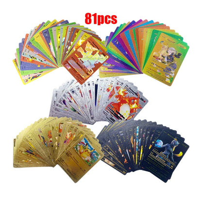 Cartas Pokémon Arco-Íris Douradas Prateadas Vmax GX Coleção de Cartas de Batalha Cartas de Treinador Espanhol Inglês Francês Brinquedos Infantis Presentes de Natal