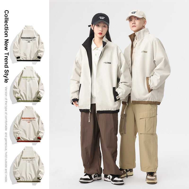 New Jacket Two-sided Long Sleeve Outdoor Men Coats Women Reversible Windproof Coats Splashproof Double-Sided Jackets Couple Top
