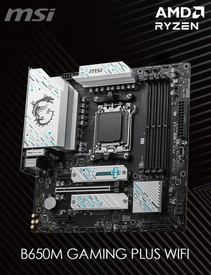MSI B650M GAMING PLUS WIFI AMD B650 Suporta DDR5 7200+MHz (OC) 192GB Placa-mãe AMD Ryzen ™ Série 7000 8000 Socket AM5