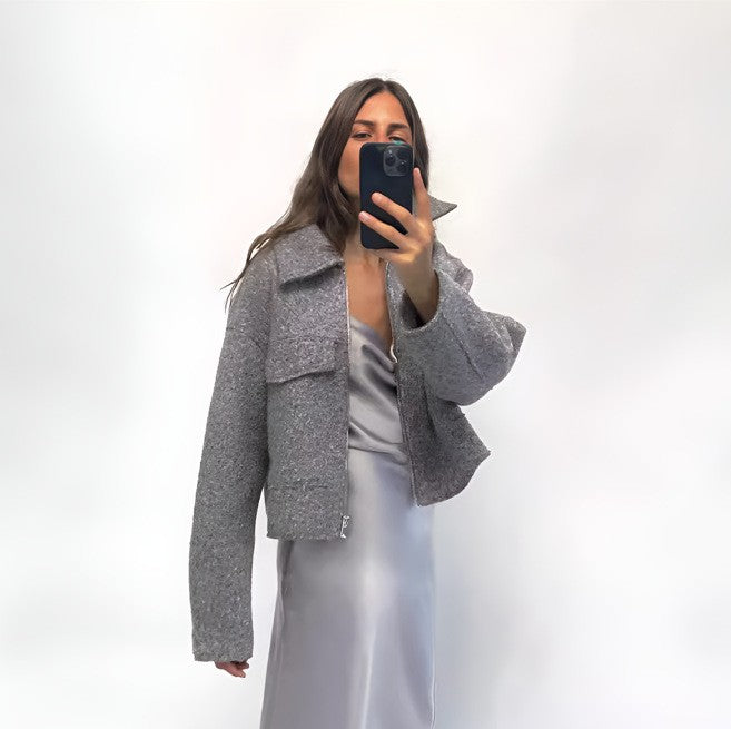 Woolen Coat Women Fashion Short Jacket Turn-down Collar Coats Warm Wool Jackets Zip Outerwear Autumn Winter Clothing Overcoat